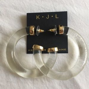 Kenneth Jay Lane Lucite Clear Hoop Earrings